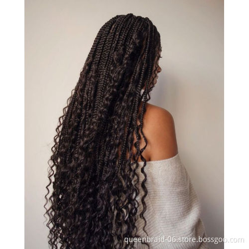 Crochet Box Braids Curly Ends Synthetic Ombre Crochet Braiding Hair Extensions New Goddess Box Braids Crochet Hair